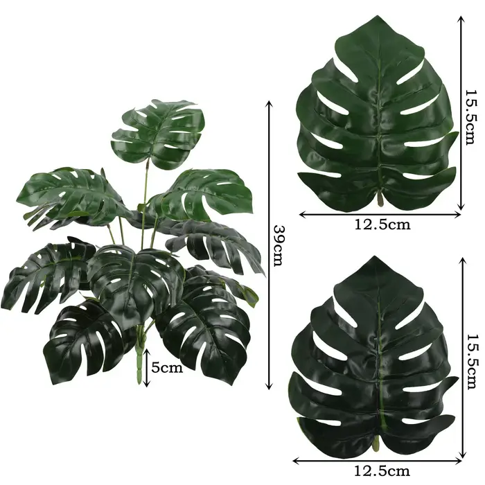 Uflower 42-54 cm grande plante Monstera artificielle feuille de tortue avec Protection UV pour extérieur intérieur maison jardin bureau décor