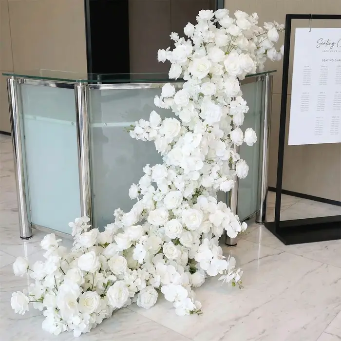 Uflower 200cm Guirlande de fleurs artificielles 3D élégante pour décoration de scène