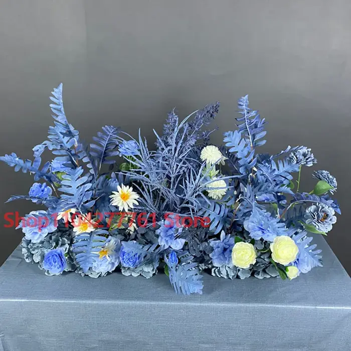 Série Bleue : Plante artificielle de roses et feuilles
