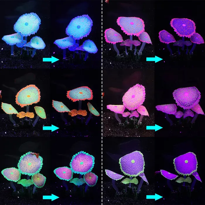 Décoration de corail fluorescent en silicone pour aquarium avec plantes lumineuses pour l'aménagement paysager sous-marin
