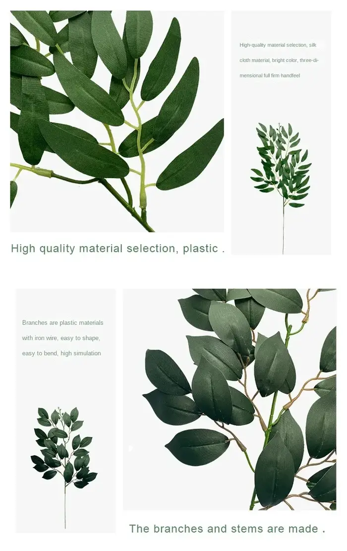Plante verte artificielle, fausse feuille d'eucalyptus, accessoires d'arrangement floral, décoration