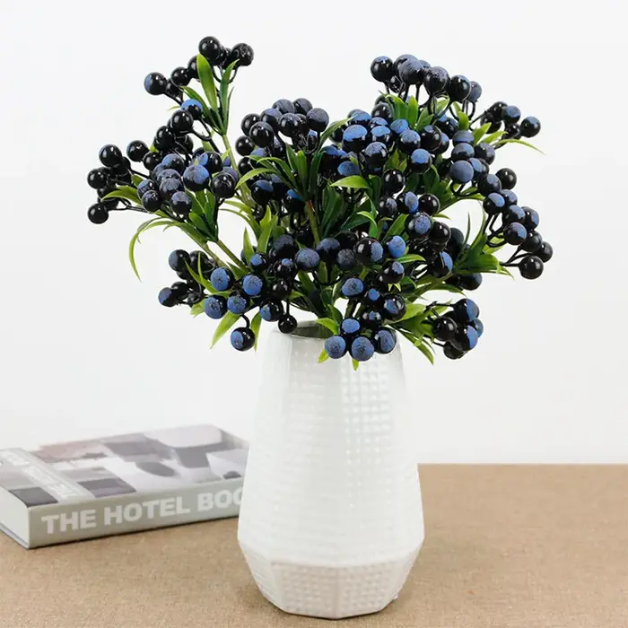 Branche de Baies Bleues Artificielles en Plastique