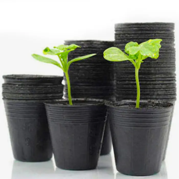 Pot de démarrage de semis en plastique noir, 50/100 pièces, Pots de semis flexibles pour démarrer de