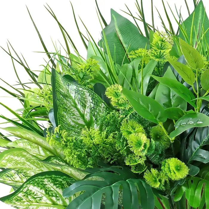 Plantes artificielles en plastique FU JIN pour la décoration de la maison et du jardin, fougère, herbe, décoration murale pour mariage, extérieur, feuilles vertes, fleurs artificielles