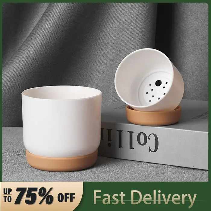 Pot de fleurs rond en plastique