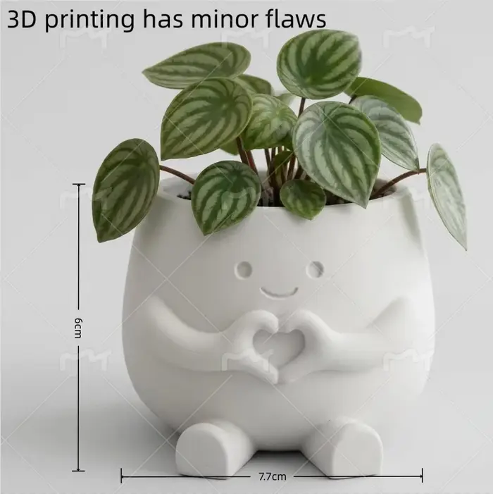 Pot à succulentes miniature imprimé en 3D avec des imperfections mineures