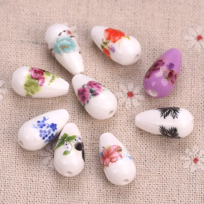 Perles en céramique et porcelaine en forme de goutte d'eau