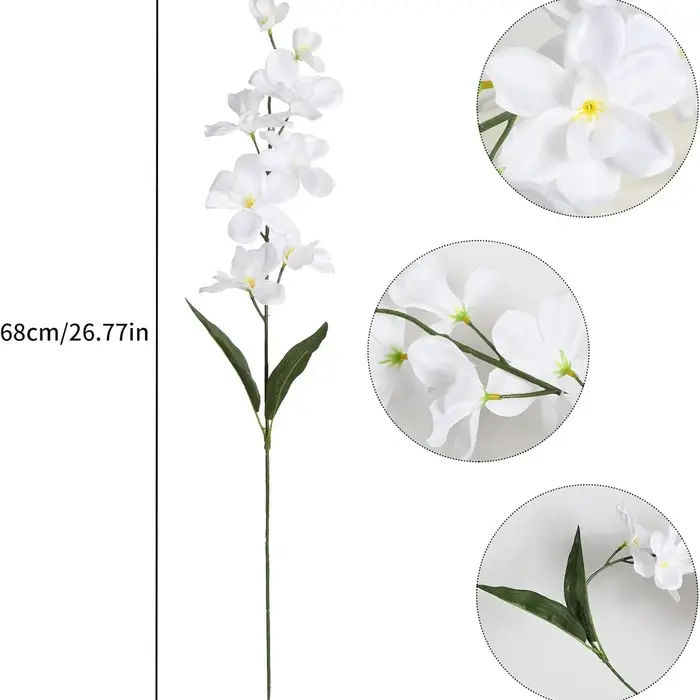 5 pièces de fleurs d'orchidées artificielles violettes et bleues de 27 pouces pour bouquet de mariage