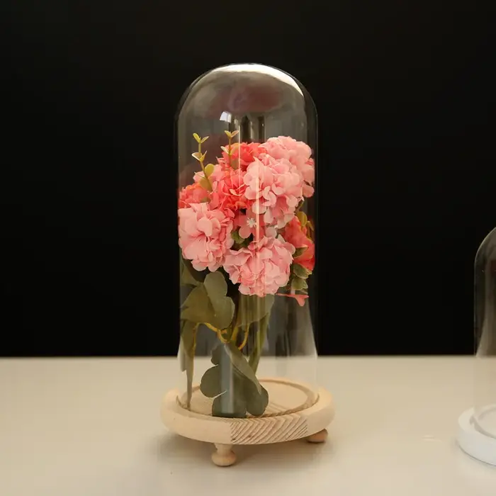 Présentoir de table couvercle en verre Terrarium conteneur décor fleurs sèches ornements artisanat c