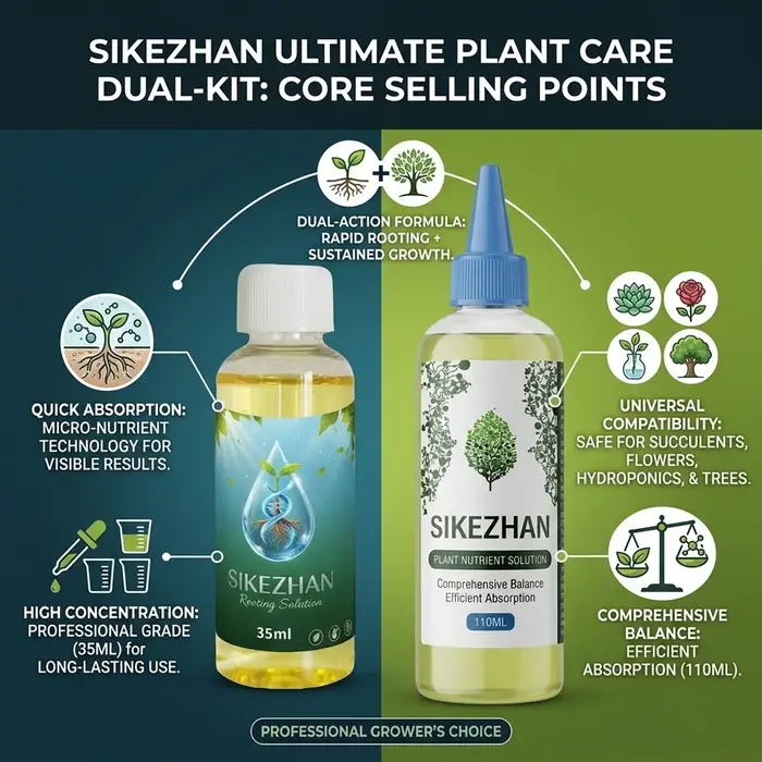 Ensemble de 2 produits stimulants la croissance des plantes : solution nutritive 110 ml et liquide d'enracinement
