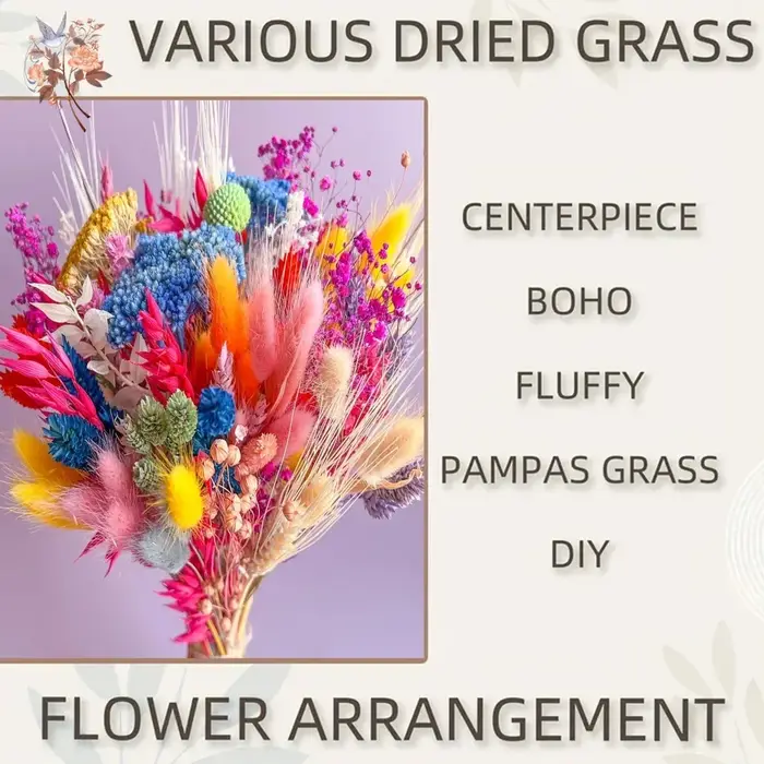 Bouquet de mariage de fleurs séchées colorées pour mariée