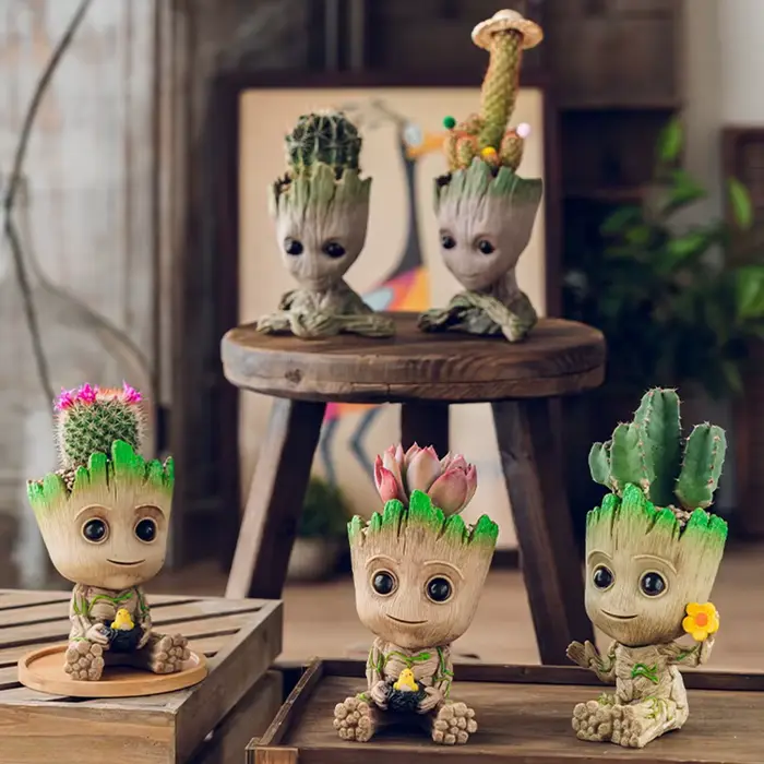Pots de fleurs de jardinière Groot, décoration de maison, Pot de fleurs d'intérieur, ornements d'arbre pour homme, Statue de figurine d'anime, artisanat d'art, cadeaux pour enfants et hommes
