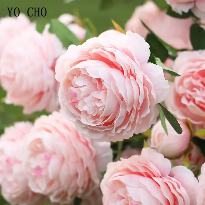 Balance CHO-Fleurs Artificielles Pivoines Blanches et Jaunes