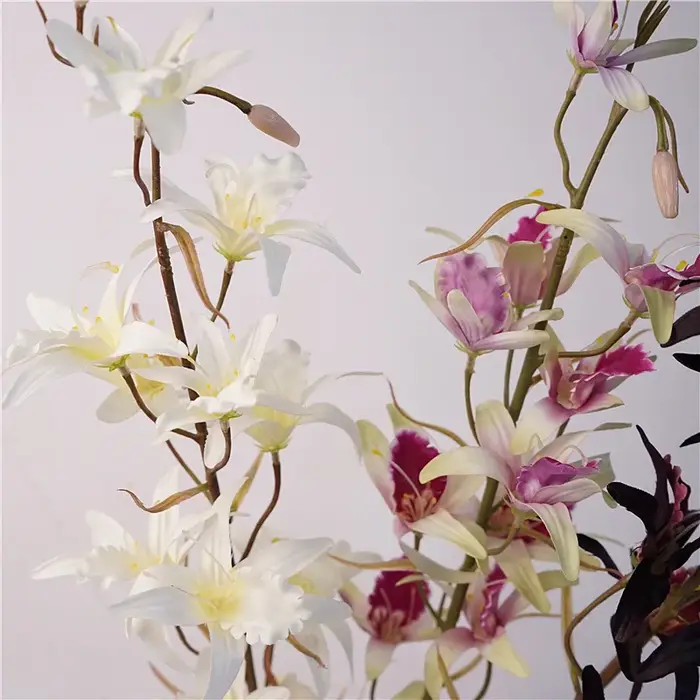 Branche de fleur d'orchidée Dendrobium de 81 cm