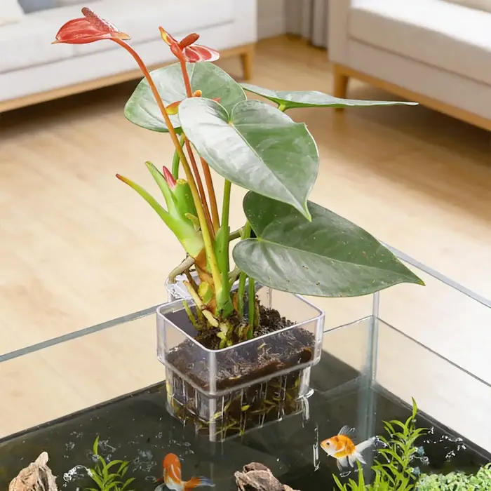 Pot de culture suspendu transparent pour plantes d'aquarium