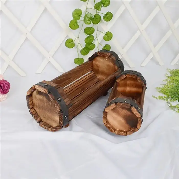Wood Pots à fleurs en bois carbonisé antiseptique pour décoration de mariage