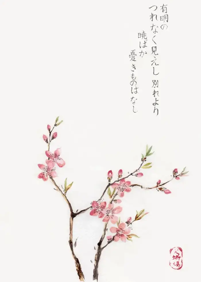 Affiche de fleurs de cerisier Sakura aquarelle japonaise