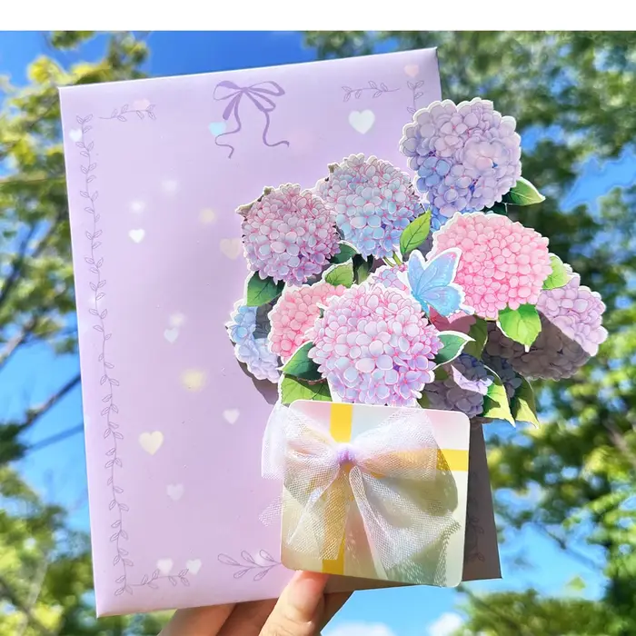 Carte 3D Fleurs Épanouies Exquises – Carte Message en Forme de Bouquet