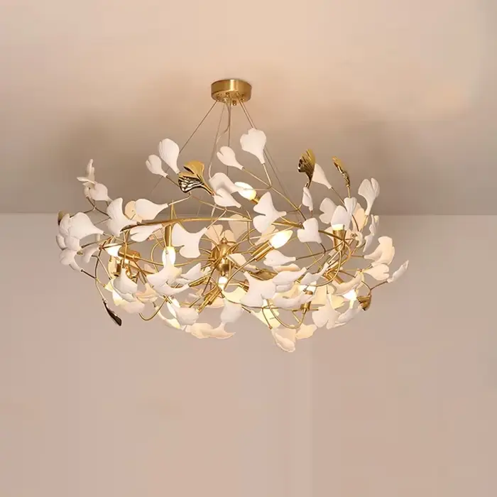 Lustre en céramique de luxe nordique Ginkgo scalp