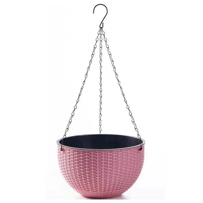 Pot suspendu en plastique imitation rotin, style européen, empilable, auto-absorbant avec chaîne