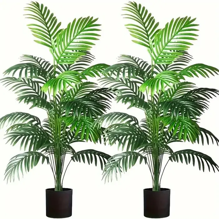 24 feuilles Areca palmier plantes artificielles arbres en Pot plastique vert fausse plante arbre bonsaï pour chambre maison intérieur extérieur décoration