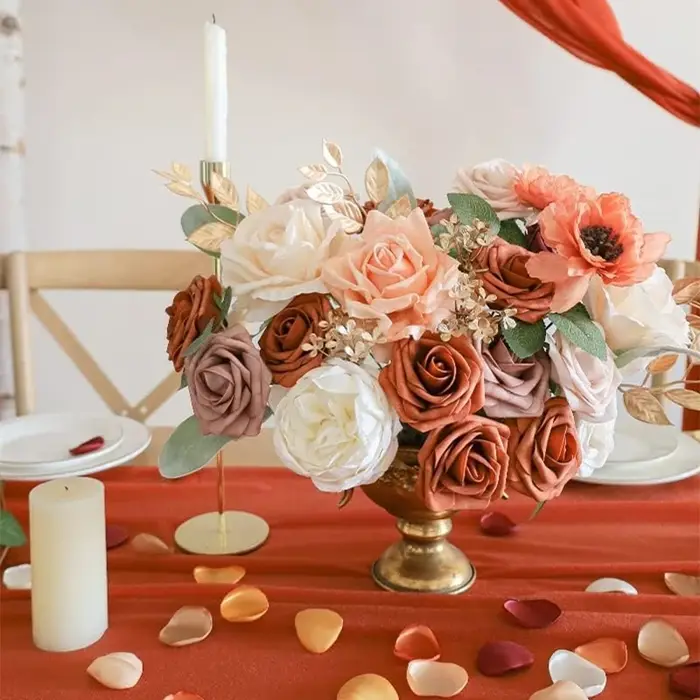 Boîte combinée de fleurs artificielles de terre rouge
