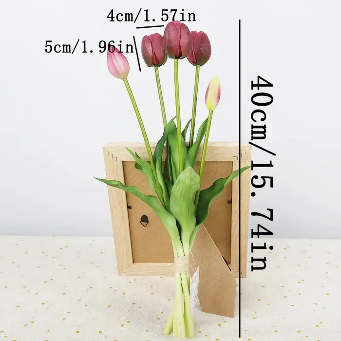 Fleurs tulipes artificielles en PU, 5 têtes, vraie touche, fausse fleur pour la maison, décoration d