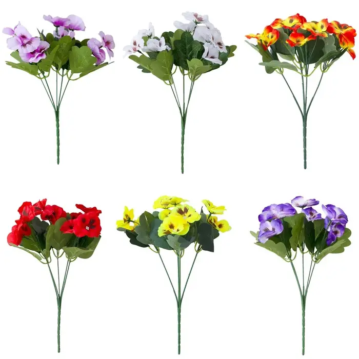 Fleurs artificielles en soie de type pansy pour arrangements floraux de mariage DIY