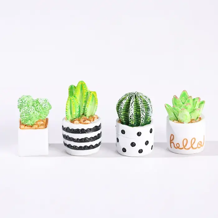 4 pièces/ensemble de Mini ornements succulents en pot