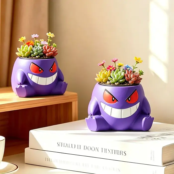 Pot de fleurs en résine en forme de Gengar de dessin animé