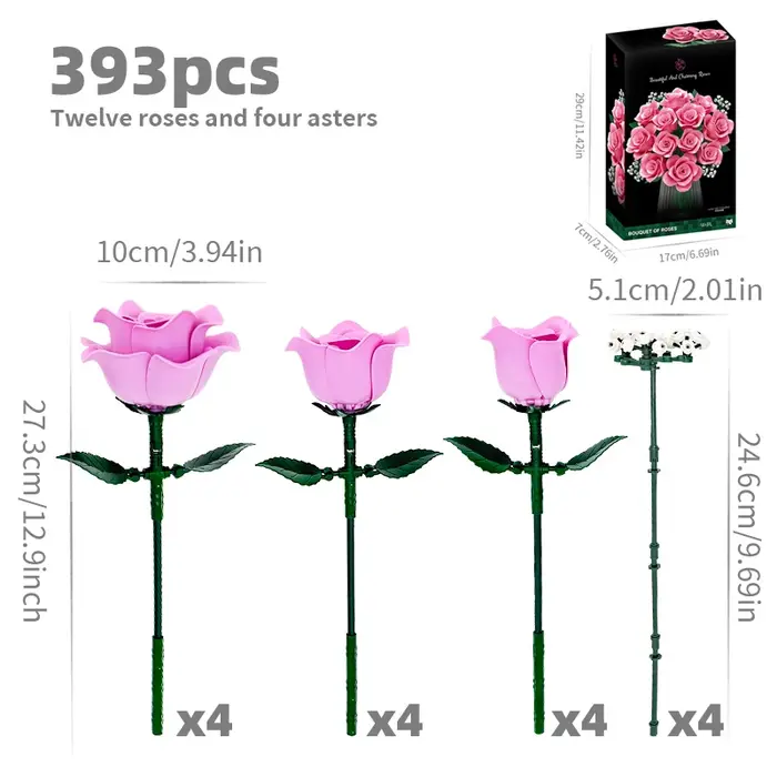 Bouquet de construction de roses roses