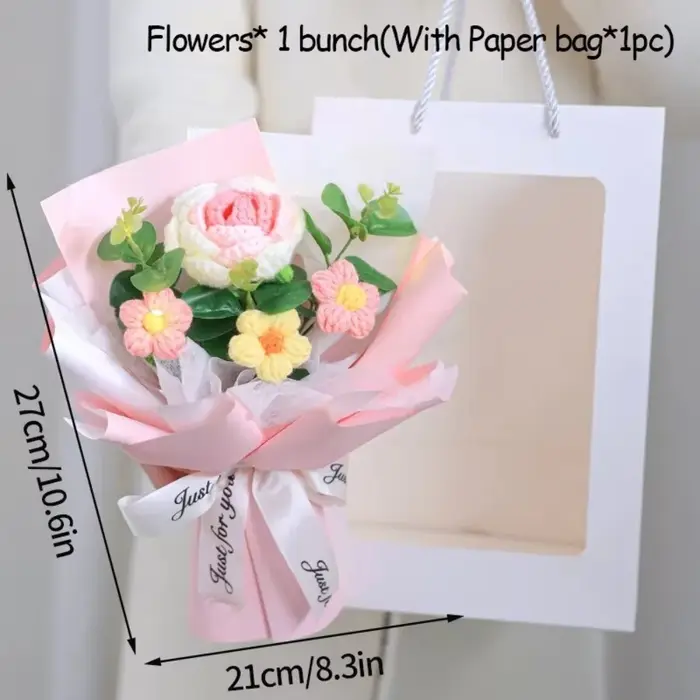 Nouveau Bouquet de fleurs au Crochet en coton tissé avec lampe