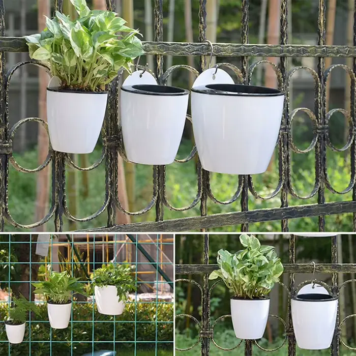 Pot de fleurs mural automatique absorbant l'eau, Pot de fleurs en plastique, aneth vert succulent, p