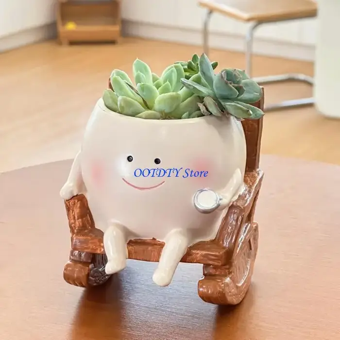 367A Mini Pot plantes charnues en résine dessin animé fait à main