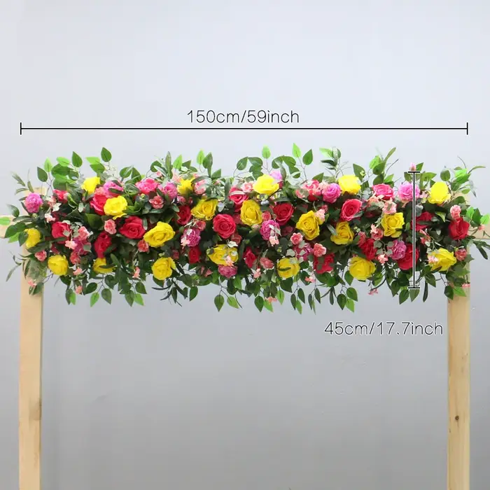 Guirlande de fleurs artificielles feuilles d'olivier et roses