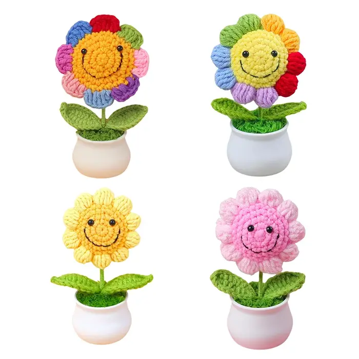 Pots de tournesol artificiels créatifs au Crochet