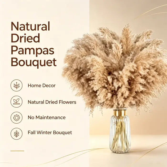 Fleurs séchées naturelles de pampa, vase bohème, arrangement de table pour la maison, bouquet doux et volumineux, décoration de jardin, mariage, fête, Noël, cadeau de festival