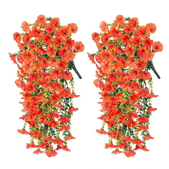 2 pièces fleurs artificielles fausse fleur extérieure maison jardin tenture murale pétrolia plantes