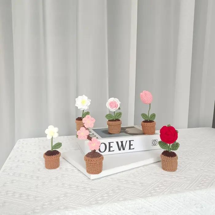 Nouvelles plantes en pot tricotées à la main