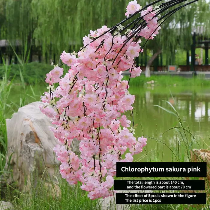 Vigne de cerise artificielle en soie, 140CM, décoration orientale pour maison, mariage, jardin, bout