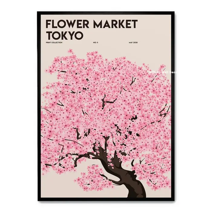 Toile imprimée de fleurs sauvages de printemps japonaises