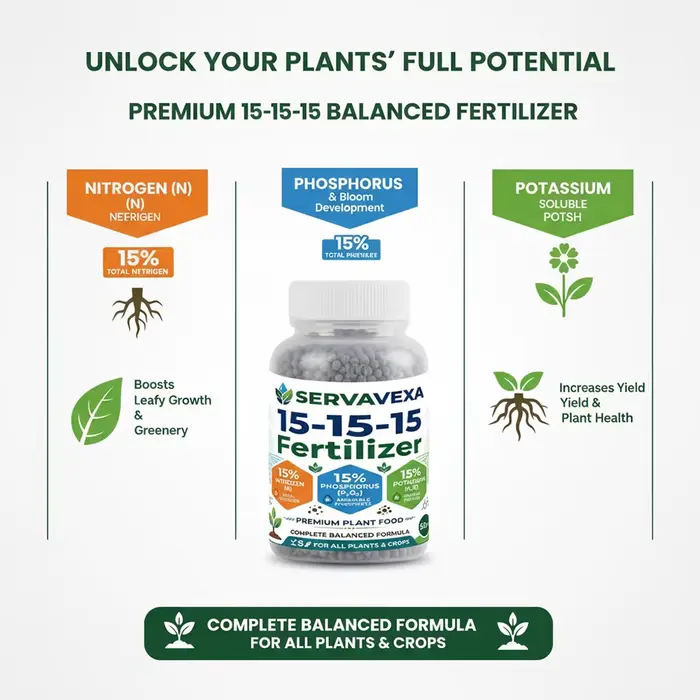 Engrais granulaire premium 15-15-15 - Alimentation végétale NPK équilibrée (azote