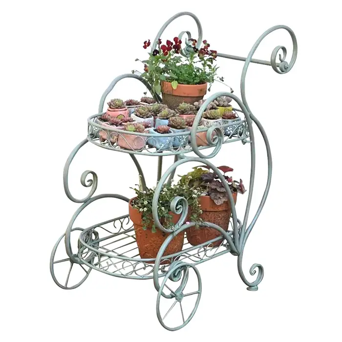 Chariot de jardin Portable en fer, support Mobile pour plantes, Pots et décoration, porte-fleurs de 