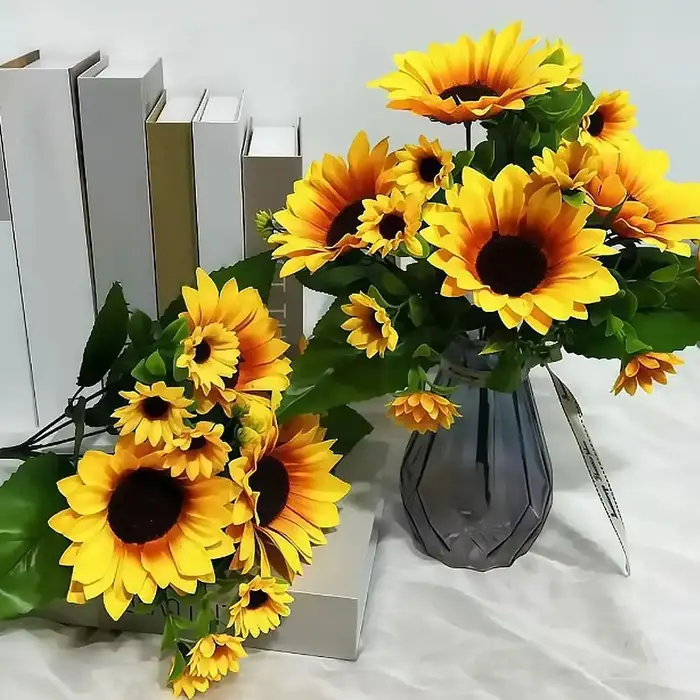 Bouquet de tournesols artificiels au toucher réel