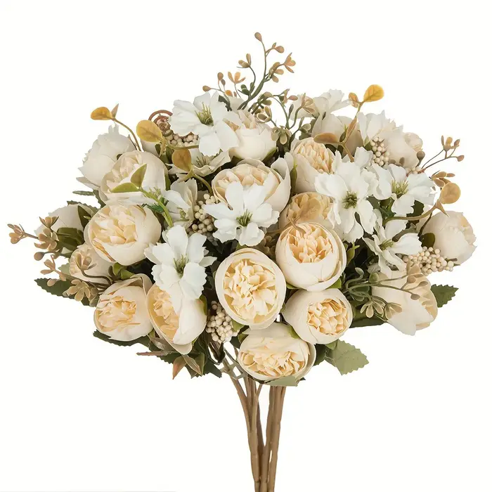 Fleurs artificielles en soie bourgeon de thé Rose couronne de pivoine saint valentin mariage Bouquet