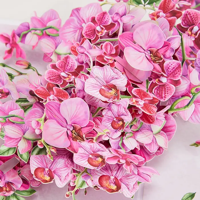 Carte de vœux pop-up avec orchidées Cymbidium