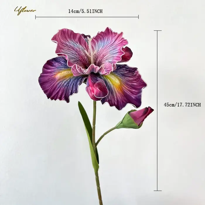 Uflower 45 cm fleur artificielle Rose Bouquet Iris Alice EVA sensation fausse