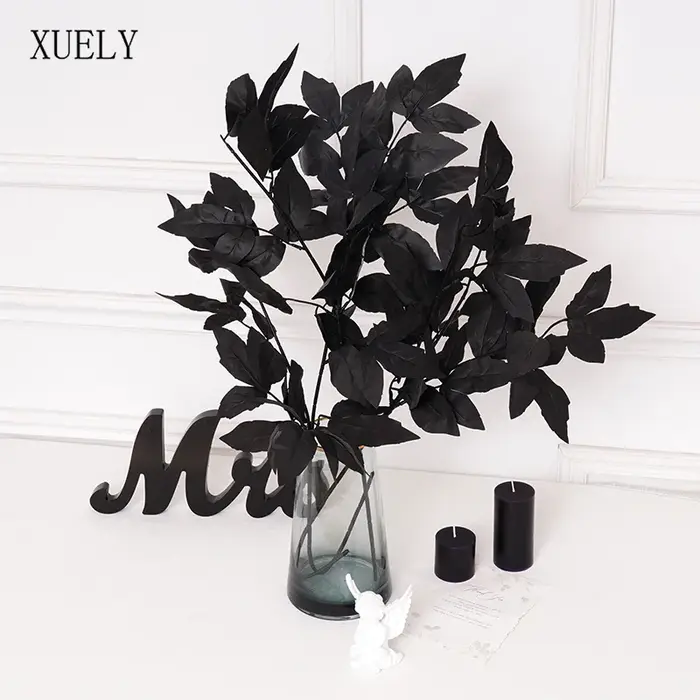 Feuilles de plantes artificielles en soie série noire
