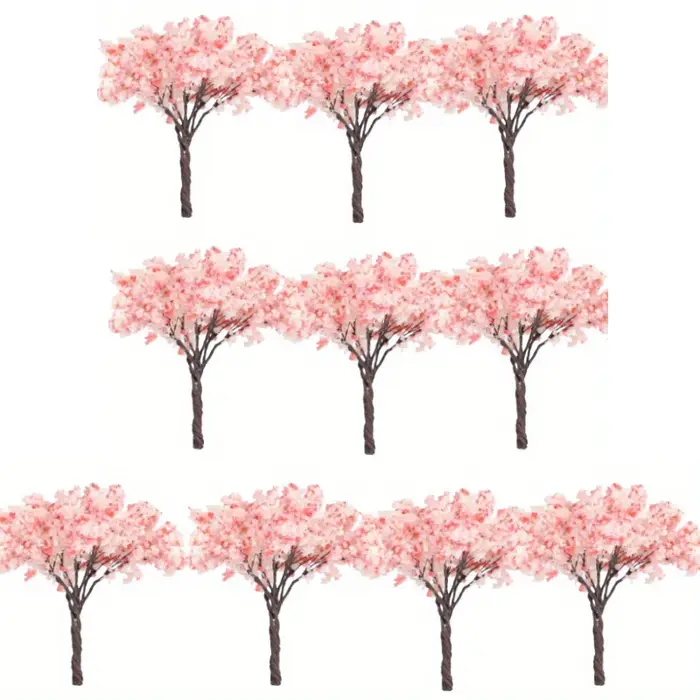 10 pièces 6.5cm Miniature cerisier fleur arbre modèle hauteur 65mm plante Diorama Kits bricolage Tab