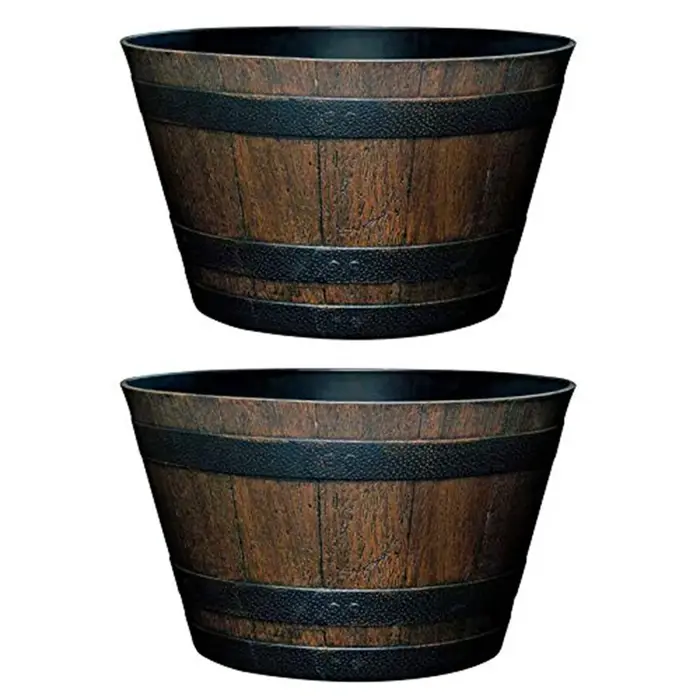 1 pièce, pot de fleurs en résine imitation baril de bois